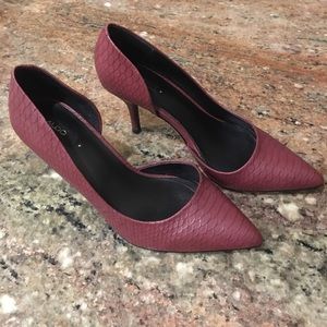 Aldo Burgundy Textured Pointed-Toe Heels